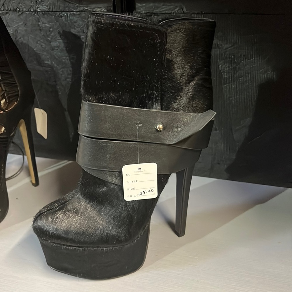Black pony hair London Trash boots.  Worn once.  Excellent condition